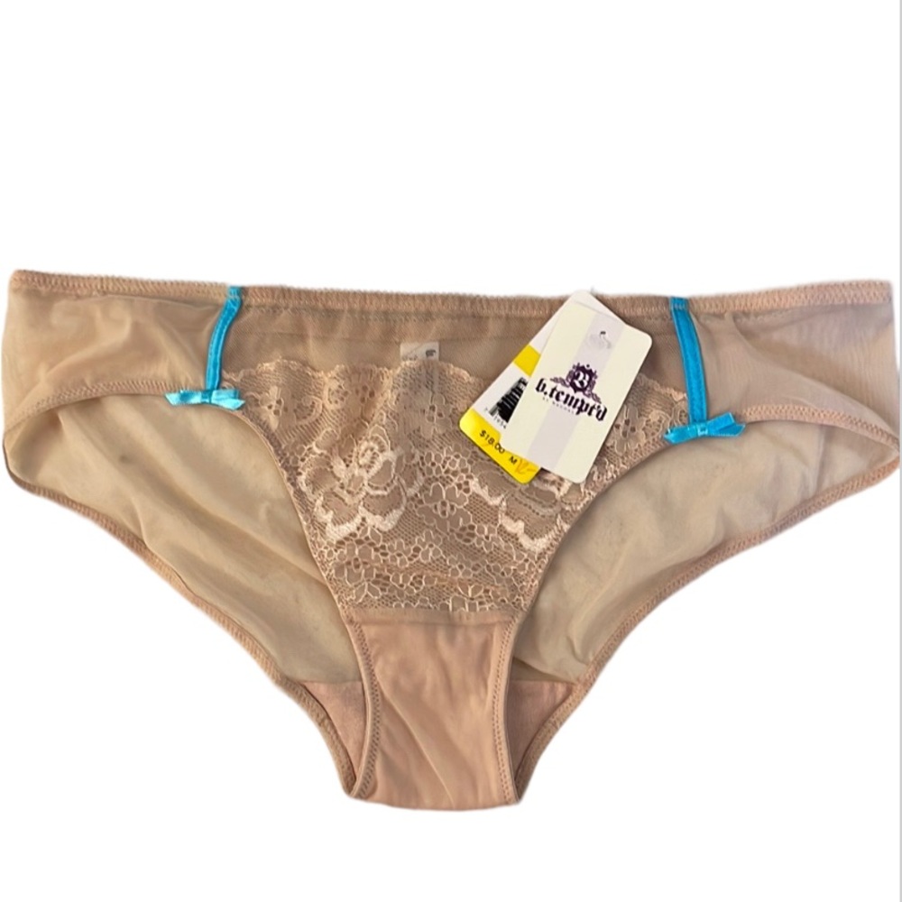 Mesh Lace Bow See Through Nude Panty